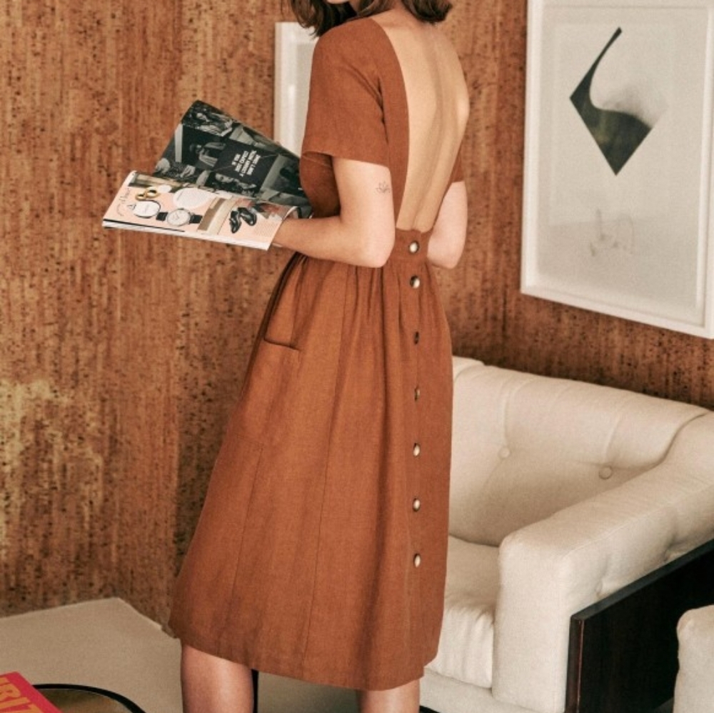 Sezane Odalie Dress in Mocha